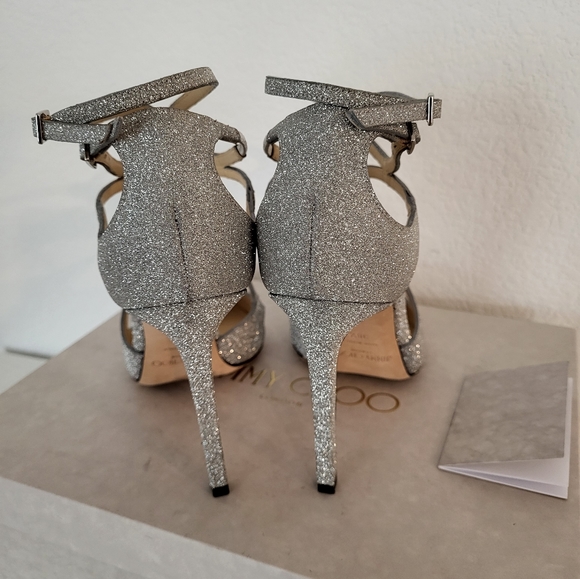 Jimmy Choo Glittered Strappy Sandals. Silver. Size 8.5 - Picture 7 of 9